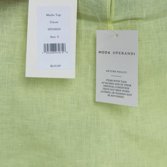 Ulla Johnson Marlis Embroidered Linen Lace Tank Top Citron Size 2 New With Tags - Picture 7 of 10